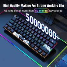 61-Key Mechanical Gaming Keyboard, Blue Switches, RGB Backlit, DIY Keycaps, USB-C Plug & Play, Compatible With Windows, PC, Gaming Consoles, For Gamers - Black (Blue Switch) - View 4