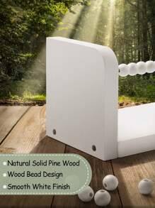 SUMGAR Wandregale für Kinder, weiß, Set mit 3 schwebenden Regalen mit Holzperlen-Design, Dekoration und Aufbewahrung für das Kinderzimmer.