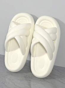 Dép đế dày đi ngoài trời mùa hè cho nữ, dùng ở nhà, đi tắm, cho các cặp đôi, thoải mái và nhẹ, có đủ kích cỡ cho nam - trắng - Xem 1