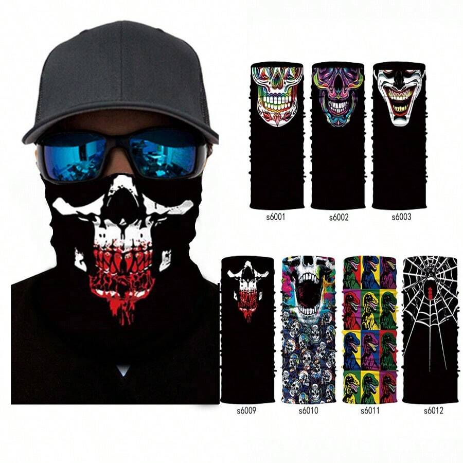1pc Funny Mask Series, Multi-Functional, Magic Headband Seamless Riding Mask Windproof Sunblock Neck Cover, Hip Hop Motorcycle Riding, Face Towel Head Cover Ski Mask - Multicolor - View 1