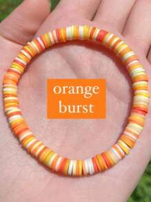 1 Peça Pulseira de Argila Simples com Contas | Pulseira de Verão Preppy | Pulseira Elástica com Contas Heishi | Joias de Garota Coco | Brilhante, Pastel, (Pode haver ligeira variação de cor) - Colorida - Visão 15