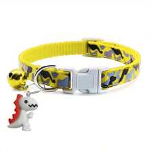 1 pieza Collar ajustable para mascotas con campana y pequeño juguete de dinosaurio, disponible en varios colores, adecuado para gatitos, cachorros y animales pequeños - Multicolor - Ver 9