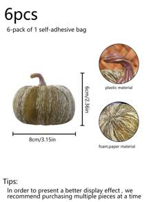 1set (6pcs) 3inch Simulation Pumpkin Thanksgiving Halloween Autumn Harvest Living Room Bedroom Porch Table Top Party Realistic And Lovely Decoration - Multicolor - View 3