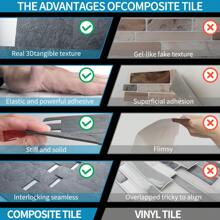 Art3d 10Pcs Peel And Stick Wall Tile For Backsplash, Stick On Stone Tile For Home Decor,Kitchen Bathroom Fireplace Vanitity,13''X11.3'' - 藍色/灰色 - 查看 4