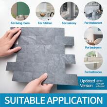 Art3d 10Pcs Peel And Stick Wall Tile For Backsplash, Stick On Stone Tile For Home Decor,Kitchen Bathroom Fireplace Vanitity,13''X11.3'' - 藍色/灰色 - 查看 3