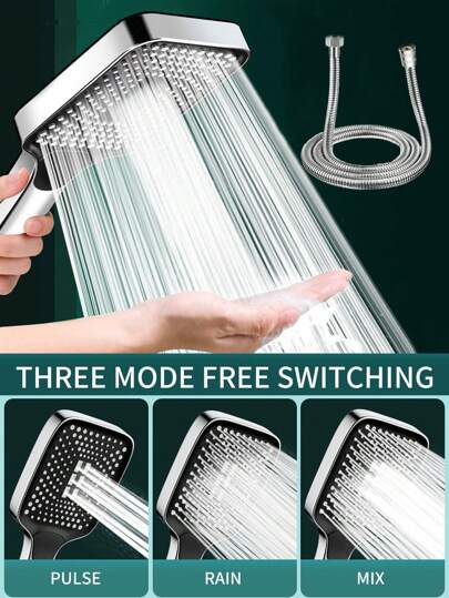 Tatukiko 1pc Square Pressurized Shower Head, Coarse Water Outlet, Large Flow, Single Handheld Showerhead For Home Bathroom Home Bathroom Decor Fall Decor Bathroom Accessories