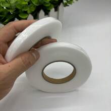 2入組1cm / 0.4in 寬度，60米長的雙面膠布，適用於衣服，縫邊膠帶，PA膠貼合布料，可用於綁定和熨燙窗簾、熔接補正布 - 白色 - 查看 5