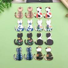 10/16入組混合彩繪貓咪吊墜，卡通小貓吊墜，適用於DIY珠寶製作、手工鐲、耳環、項鍊、吊墜、鑰匙扣、手工藝品 - 彩色 - 查看 11