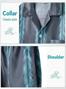 Conjunto De Playera Mangas Cortas Y Short Para Hombre Camiseta & de cintura con cordón Shorts - Azul - Ver 4