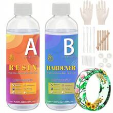 Bộ nhựa Epoxy 250ml/500ml, keo nhựa AB trong suốt 1:1 để làm đồ trang sức DIY, đồ thủ công thủy tinh, bộ nhựa chống tia cực tím - Nhựa - Xem 2