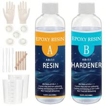 Bộ nhựa Epoxy 250ml/500ml, keo nhựa AB trong suốt 1:1 để làm đồ trang sức DIY, đồ thủ công thủy tinh, bộ nhựa chống tia cực tím - Nhựa - Xem 3