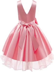Vestido Elegante Para Fiesta, Cumpleaños, 3 años, bautizo. - Rosa - Ver 2