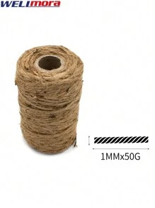 Rollo De Hilo Yute Natural (1mm x 50 G) Cordel Decorativo De Fibra Ecológica Y Resistente Para Jardinería, Embalaje, Manualidades Y Bricolaje - Tejido De Macramé - Cordón Para Envolver Regalos - Beis - Ver 2