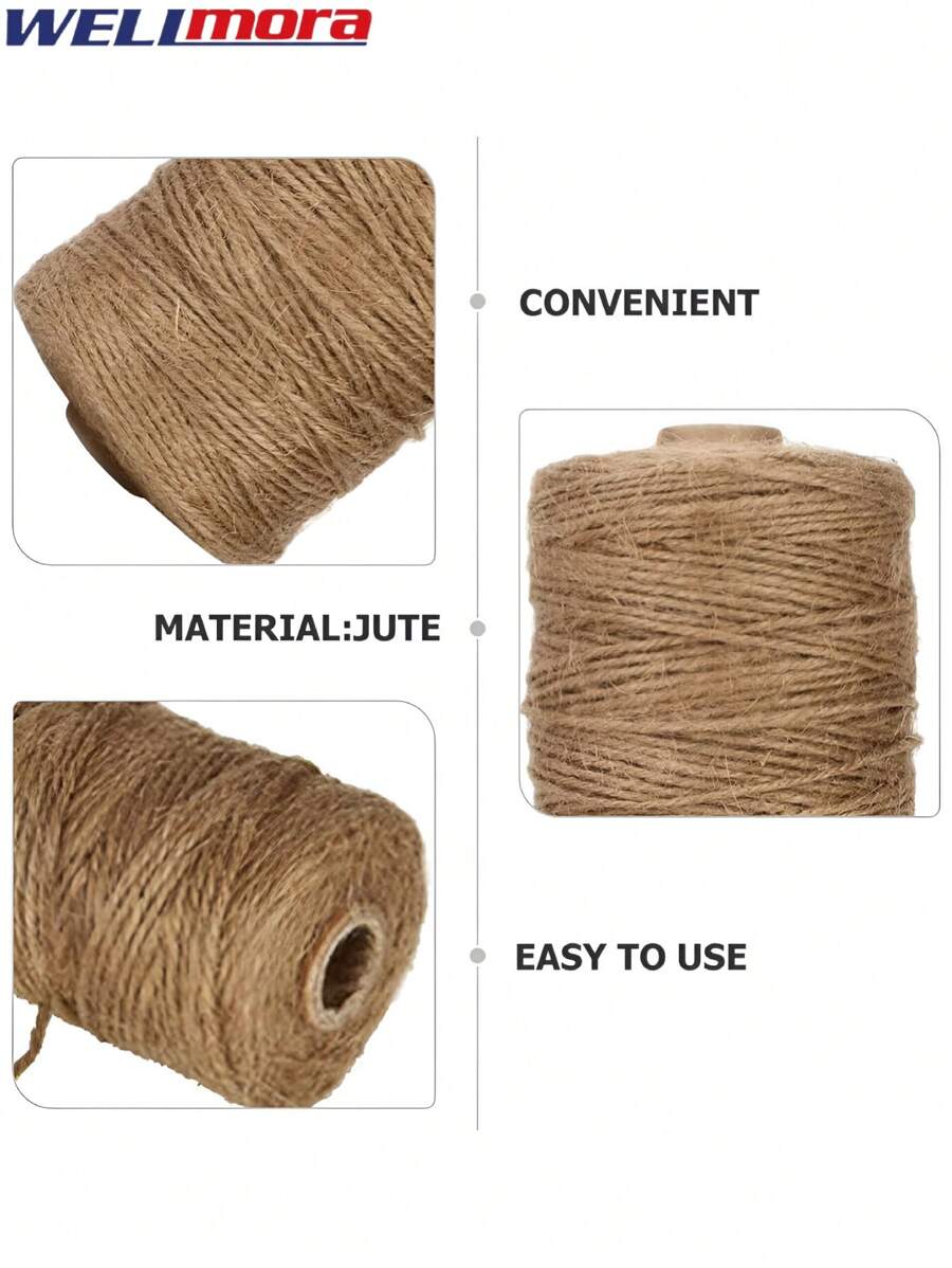 Soga De Yute Natural Multiusos (3mm x 150 G) Cordel Decorativo De Fibra Ecológica Y Resistente Para Jardinería, Embalaje, Manualidades Y Bricolaje - Tejido De Macramé - Hilo Para Envolver Regalos - Beis - Ver 1