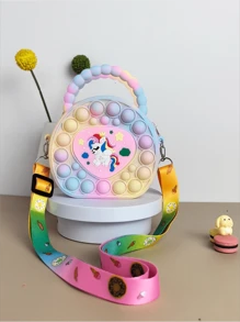 Handtasche mit Liebes-Design, Silikon-Umhängetasche, Unicorn Mädchen Geldbörse - Stressabbau, wasserdicht, langanhaltend, kleine Tasche