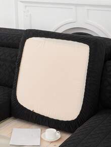 1pc Elastic Sofa Cover Slipcover, Non-Slip Thick All-Season Couch Cushion Cover, Machine Washable Dustproof Dirt-Resistant Sofa Protector, Fits L-Shaped And 1,2,3,4-Seater Sofa - Black - View 2