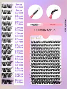 Asiteo 168 Pcs Faux Mink Eyelashes Wispy DIY Cluster Lashes Mix Size Natural Thick Eyelashes Extension 3D Curl Individual Natural Daily Makeup Look With Tool Brush - 彩色 - 查看 3