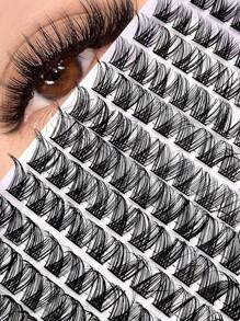 Asiteo 168 Pcs Faux Mink Eyelashes Wispy DIY Cluster Lashes Mix Size Natural Thick Eyelashes Extension 3D Curl Individual Natural Daily Makeup Look With Tool Brush - 彩色 - 查看 2