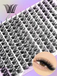 Asiteo 168 Pcs Faux Mink Eyelashes Wispy DIY Cluster Lashes Mix Size Natural Thick Eyelashes Extension 3D Curl Individual Natural Daily Makeup Look With Tool Brush - 彩色 - 查看 4