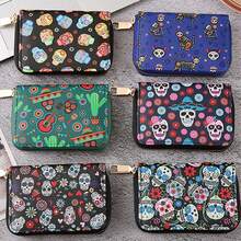 Women's Vintage Gothic Skull Patterned Wallet, Coin Purse And Card Holder With Secure Zipper And Multiple Card Slots - Multicolor - View 9