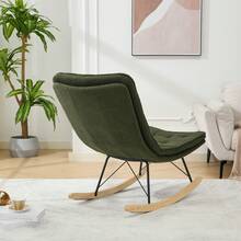 Ucloveria Rocking Chair, Teddy Fabric Living Room Chairs Rocking Glider Chair With Wide Backrest & Solid Wood Base, Upholstered Armless Rocker Chair Accent Chairs For Living Room Bedroom