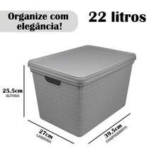 Kit 2 22-Liter Organizer Box With Lid Jute Multipurpose  Utilities Resistant - 藏蓝色 - 查看 2