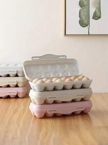 1pc Flatware Organizers, Egg Basket Egg Tray Holder, Egg Storage Box, Refrigerator Crisper Storage Container, Shockproof Egg Holder Box Organization, For Camping, Picnic And BBQ, Kitchen Supplies - Multicolor - View 1