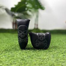 Golf Putter Cover Blade Putter Mallet Putter Cover Headcover Skull Design Golf Club Headcover, Golf Clubs Protector - Black - View 1