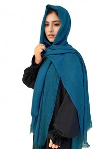 1 件时尚纯色轻质亚麻头巾，柔软舒适，适合冬季秋季日常穿着和装饰 - 彩色 - 查看 9