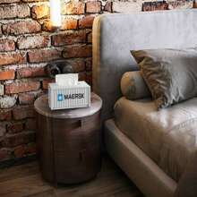 Shipping Container Style Tissue Box Metal Iron Storage Box Red,Metal Shipping Container Tissue Box Cover Red,Blue,White,Iron Container Tissue Box Cover,  Vintage Classical Tissue Box Cover Holder, Desktop Ornaments Metal Tissue Box For Home - 白色 - 查看 2