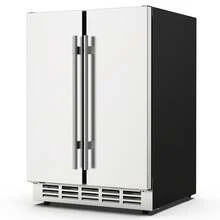 Wine And Beverage Refrigerator 24 Inch Dual Zone, French Door Wine And Beverage Cooler Built-In Or Freestanding Drink Fridge - 銀色 - 查看 1