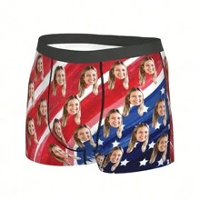 定制男士趣味内裤，印有妻子肖像的个性化照片平角内裤，送给男朋友或丈夫的有趣礼物 - 黑色 - 查看 15