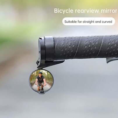 1pc Adjustable Bicycle Rearview Mirror, Convex Mirror With High Definition Reflectivity, Suitable For Mountain Bikes And Road Bikes, Black