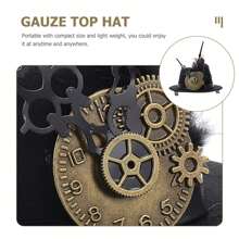 蒸汽朋克复古齿轮哥特羽毛指针迷你高顶礼帽发夹发饰 - 黑色 - 查看 5
