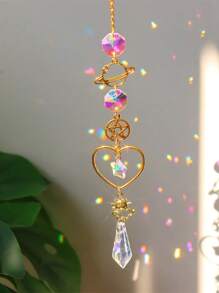 1Pc/3Pcs Gold Planet Galaxy Crystal Wind Chime Sun Catcher Star Moon Lighting Pendant Suitable For Home Garden Hanging Decoration Holiday Party Girl Gift,Home Decor ,Room Decor,Wall Decor Gifts Birthday Graduation