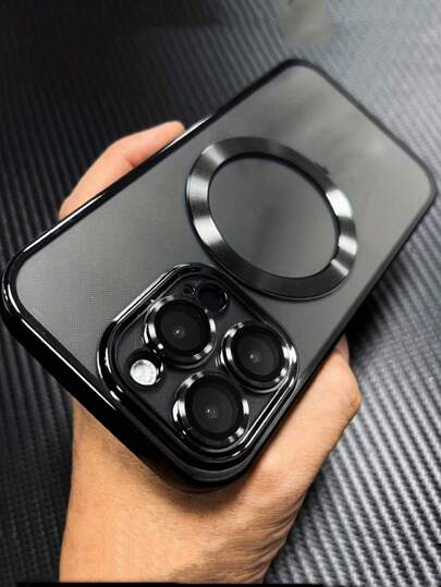 极简TPU磁吸无线充电手机壳，1个装，电镀透明，兼容 17 Air 16 15 14 13 12 11 Pro Max Plus X XS XR 7 8，电镀摄像头镜头保护膜，TPU材质，生日礼物