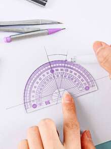 1 pieza Juego de regla y compás de alta calidad, incluye regla triangular y regla recta - Morado - Ver 6