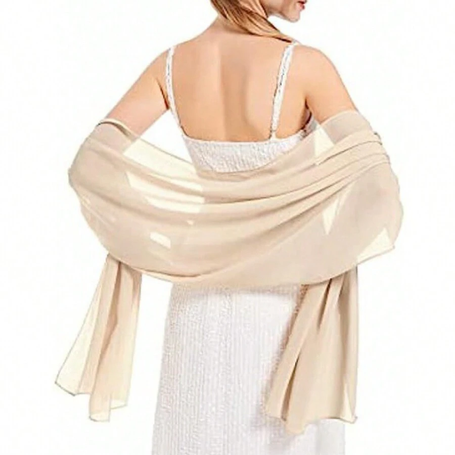 1 件女士柔软雪纺防晒婚礼伴娘披肩围巾适合舞会晚会舞蹈配饰女士