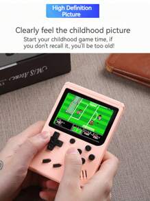1pc Handheld Game Console  New Retro Game Handheld  Containing 400 Games  Nostalgic Classic Old-Fashioned Game Console Portable Mini Double-Player Small Game Console  Can Be Connected To TV  Teen Memory Birthday Gift - Baby Blue - View 6