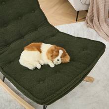 Ucloveria Rocking Chair, Teddy Fabric Living Room Chairs Rocking Glider Chair With Wide Backrest & Solid Wood Base, Upholstered Armless Rocker Chair Accent Chairs For Living Room Bedroom