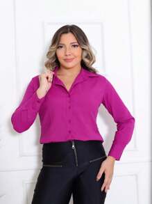 Women Blouses - 玫瑰紅 - 查看 3