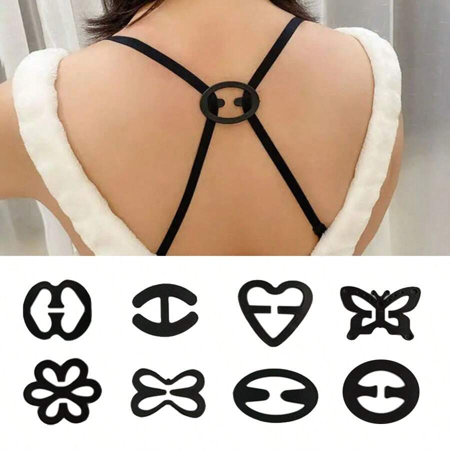 4pcs Invisible Bra Strap Clips, Adjustable Non-Slip Shoulder Strap Fasteners For Criss-Cross Bras And Strapless Bras, Bra Hooks And Lingerie Fixings - Multicolor - View 1
