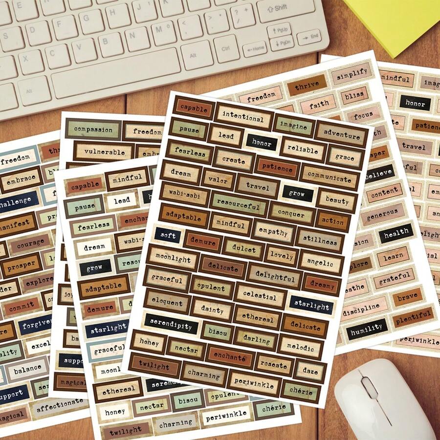 6 Sheets Vintage Words Stickers For Journaling And Scrapbooking ...