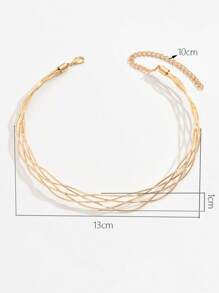 1pc Multi-Layered Fishnet Open Choker Necklace For Women - Yellow Gold - View 6