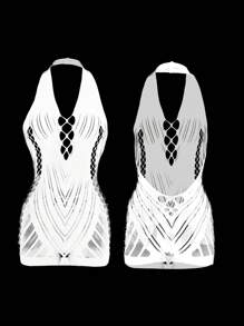 1PC Women Sexy Lingerie Sexy Fishnet Cover Up For Music Festival Without Bikini Hollow Out Bodycon Dress See Through Beachwear Summer Women's Swimwear Clothing Swimsuit