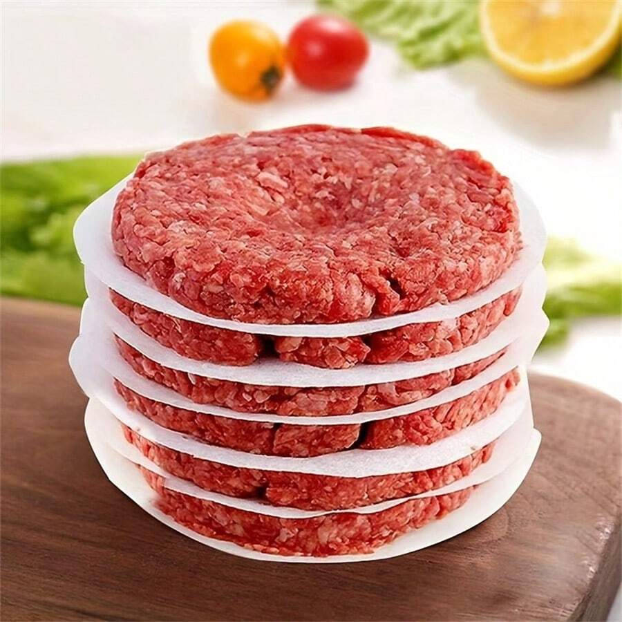 50/100pcs White Paper, Hamburger Paper, Round Food Mat Paper, Oil-Absorbing And Oil-Proof Paper, Non-Stick Food Paper, Healthy Baking Paper - White - View 1