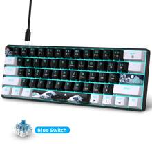 61-Key Mechanical Gaming Keyboard, Blue Switches, RGB Backlit, DIY Keycaps, USB-C Plug & Play, Compatible With Windows, PC, Gaming Consoles, For Gamers - Black/White(Blue Switches) - View 2