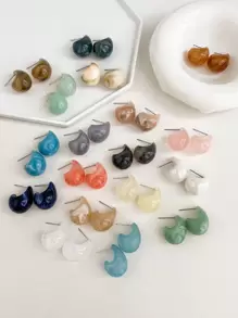 1 đôi Bông tai Hoop hình giọt nước kiểu dáng đơn giản hợp thời trang - Hoa tai - Xem 1