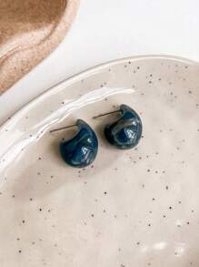 1 đôi Bông tai Hoop hình giọt nước kiểu dáng đơn giản hợp thời trang - Hoa tai - Xem 4