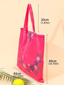 Bolsa de compras portátil de gran capacidad, bolsa de tela reutilizable plegable y resistente al agua con asa larga, bolso de mano con estampado de moda, adecuado para compras, campamento al aire viajes (rosa rojo) - Rosa Fucsia - Ver 4